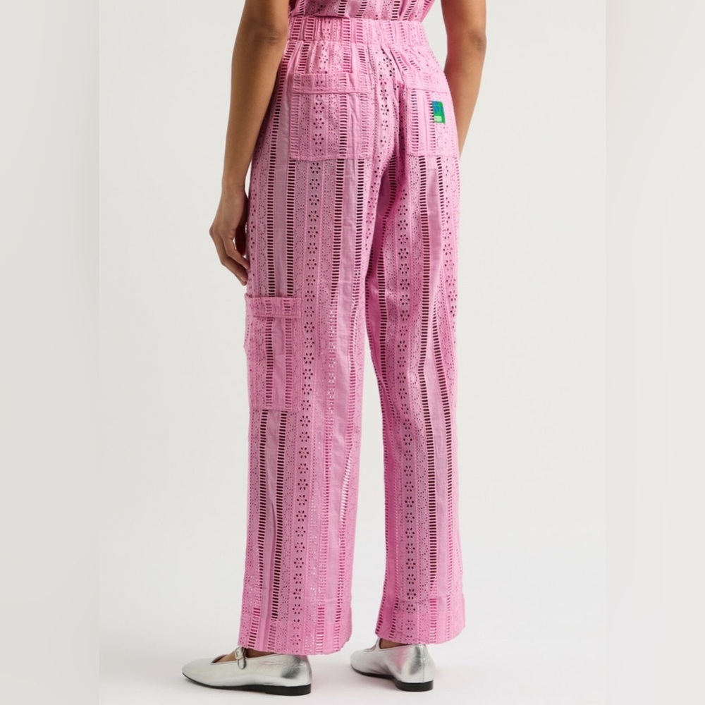 Damson Madder Alys Vacation Pant Pink Eyelet Organic Cotton 10 Medium NWT - Picture 3 of 9